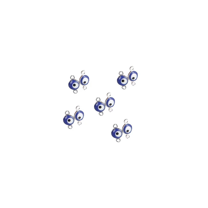 20PCS Stainless Steel Evil Eye Charm Connectors 6mm Gold Fashion Connector Beads for DIY Necklace Bracelet Jewelry Making