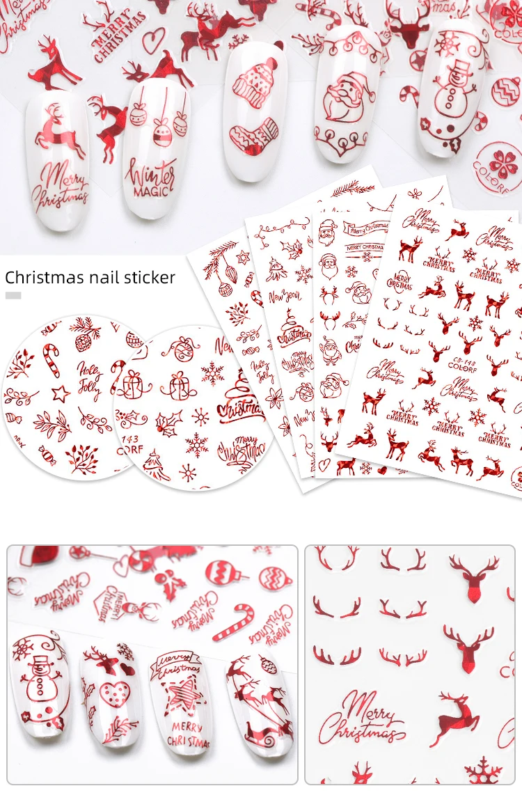 9 шт. наклейки для рождественских ногтей наклейки снежинки конверты рождественские украшения с изображением снеговика для зимних ногтей маникюрные инструменты