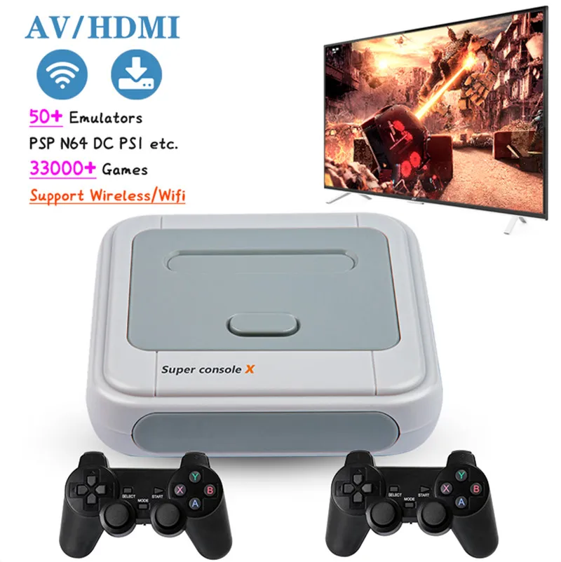 

Video Game Console 33000+ Games For PS1/DC/N64/PSP with Wifi/Wireless Controllers Retro TV Game Console Support AV/HDMI Output