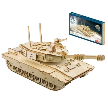 

candice guo! educational wooden toy 3D puzzle DIY woodcraft assembly kit cool M1 Abrams tank birthday Christmas gift 1pc