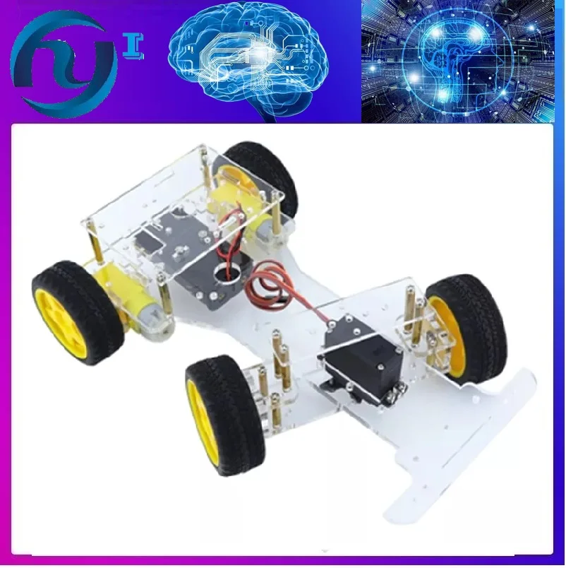 

New Version Smart Robot Steering Engine Car Chassis 4 Wheel 2 Motor For Arduino DIY RC Toy Kit With Servo Remote Control