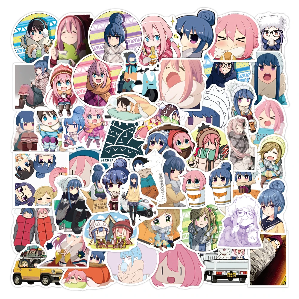 50個アニメゆるキャンプステッカーかわいい志摩リン Nadeshikoステッカー防水ステッカーのんびりキャンプステッカーのためのラップトップスケートボード Aliexpress Toys Hobbies