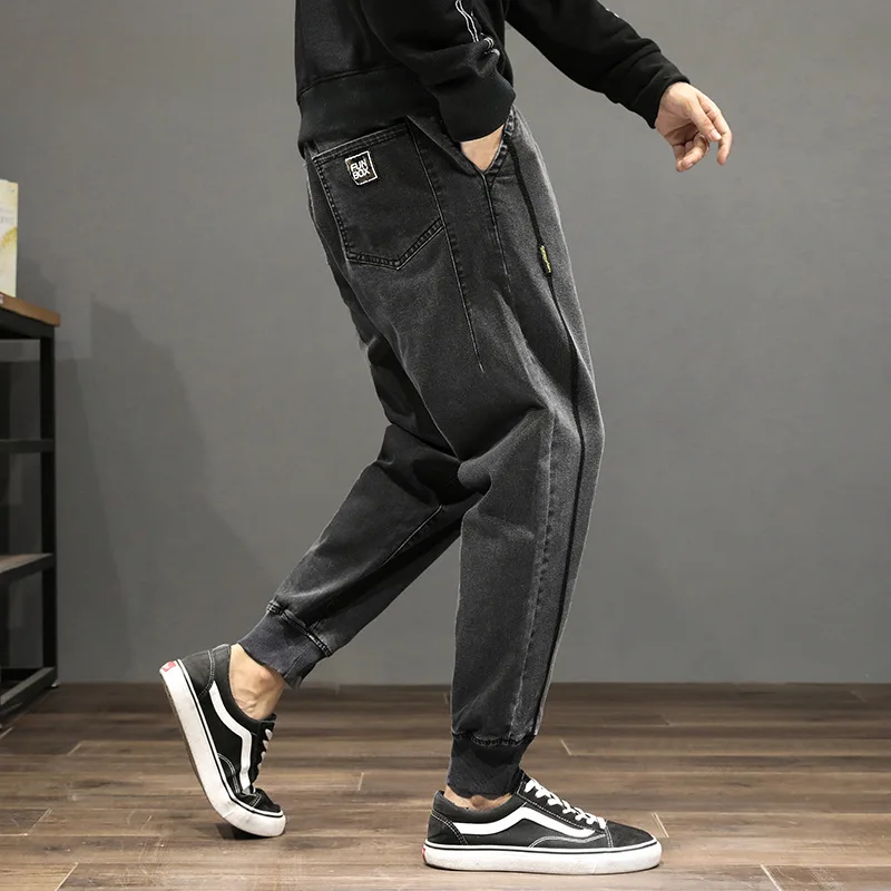 Мужские джинсы-шаровары, корейский стиль, Calca Masculina, свободные брюки, вымытый эластичный ковбойский стиль, повседневные штаны, джинсы для мужчин