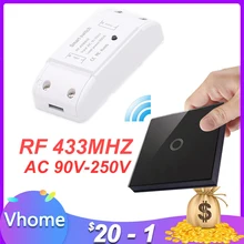 Vhome 무선 스위치 컨트롤러 스마트 원격 제어 터치 라이트 스위치 rf 송신기 ac220v 5a 스마트 홈 led 화이트/블랙(China)