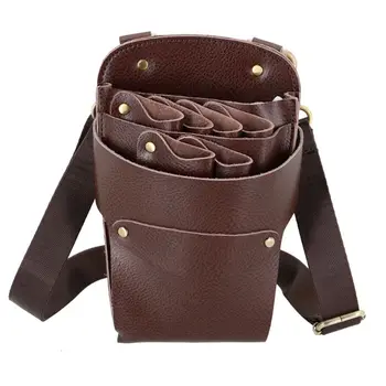 

Hair Stylist Pocket Hairdressing Tool PU Leather Pouch Scissors Bag with Strap 094E
