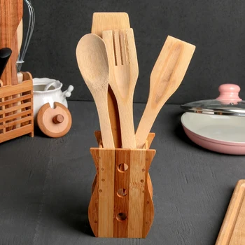 

Set of kitchen utensils "Bamboo", 4 pieces, on a stand