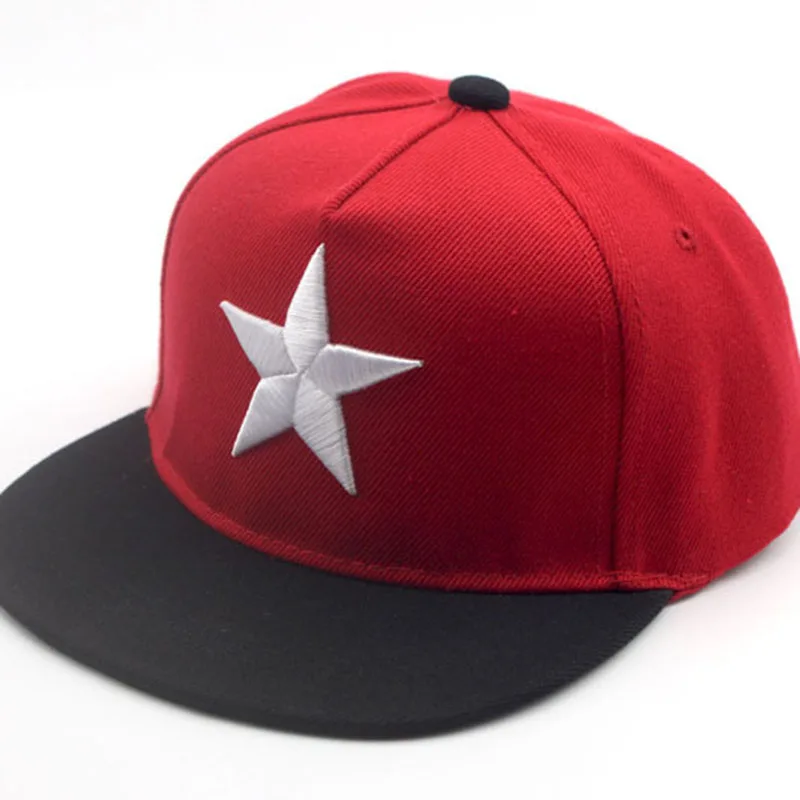Новинка, детская бейсболка для мальчиков, с вышивкой в виде пентаграммы, в стиле хип-хоп, шляпа от солнца, уличная кепка для детей, детская Кепка-федора - Цвет: Red