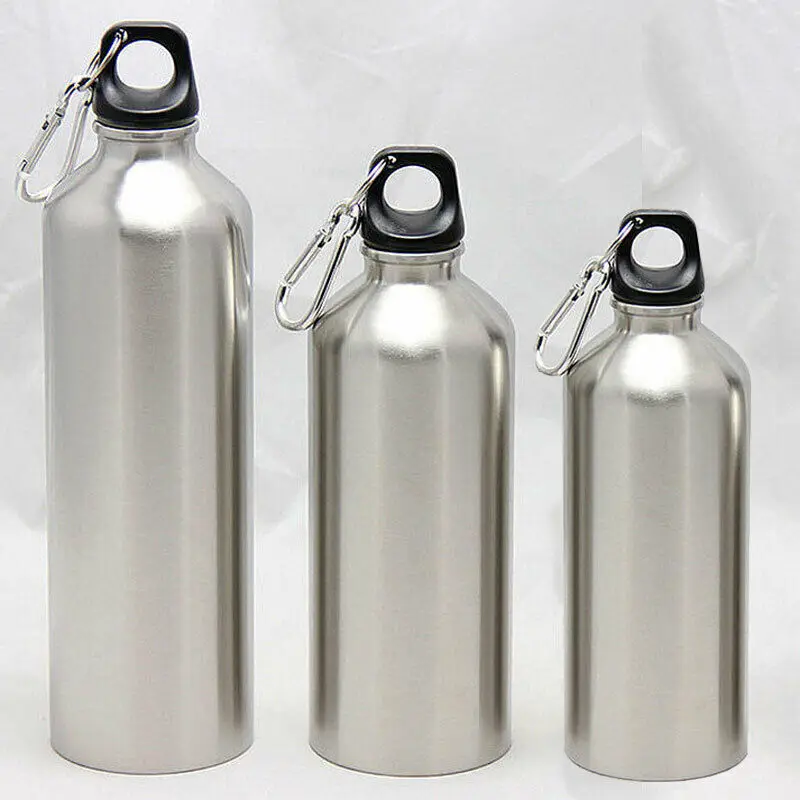 

New Sliver Aluminum Water Bottles Flask Double Wall Vacuum Insulated Bottle Sports Travel Climbing Hiking Water Bottles