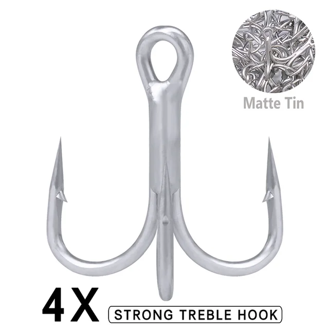 HYBOLAN 6pcs/lot Fishing Treble Hooks 4X Strong Black Nickle High