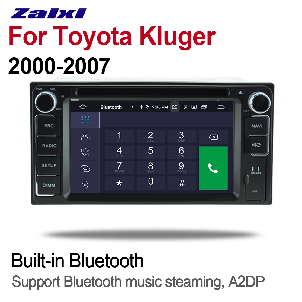 Автомобильный мультимедийный плеер ZaiXi 2 Din Android 9 Авторадио для Toyota Kluger 2000 ~ 2007 DVD GPS