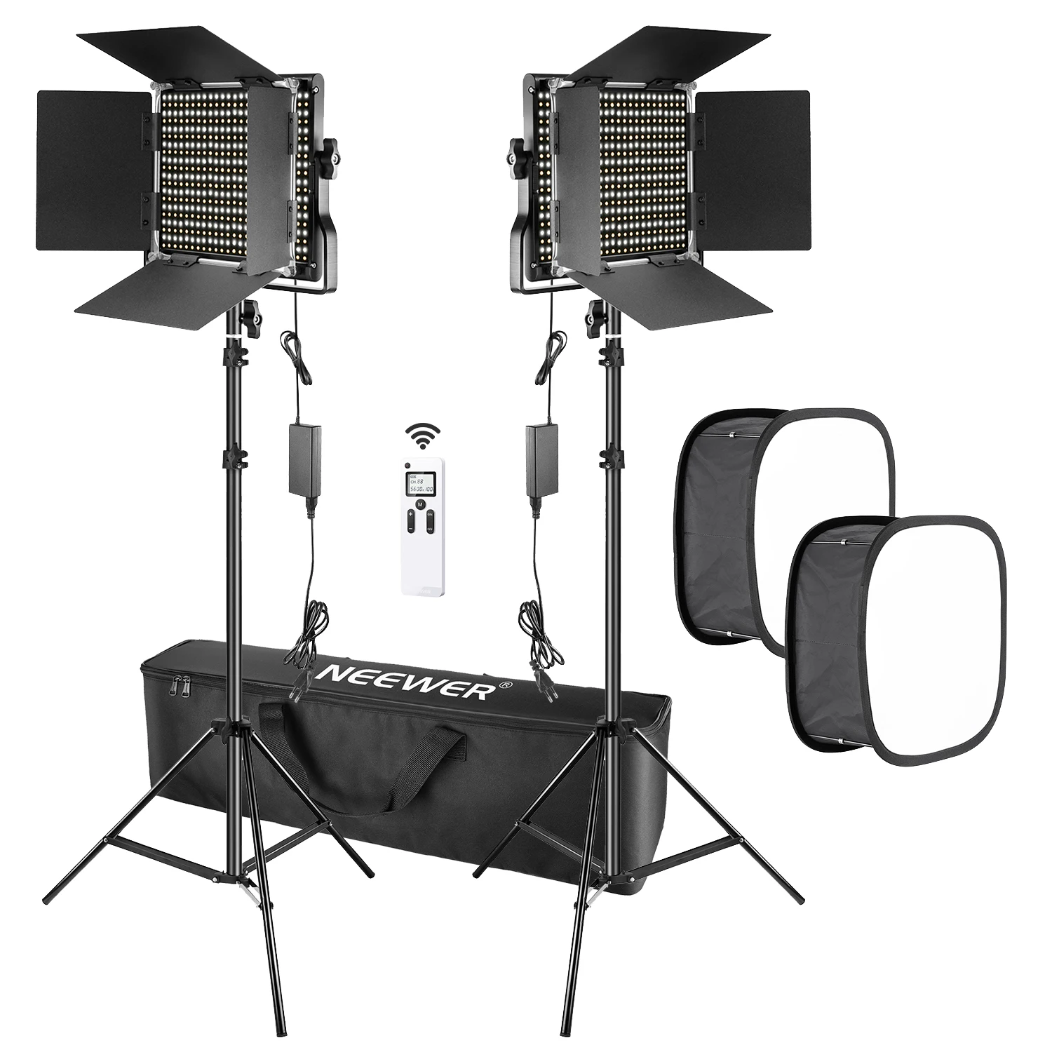 Neewer 2 Packs 660 LED Video Light KitDimmable LED Panel with 2.4G Wireless Remote Light Stand for Portrait Product Photography