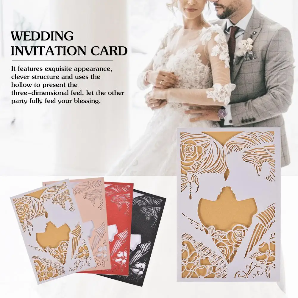  10PCS Wedding Invitations Cards European Style Glitter Invitations Laser Cut Festive Greeting Cards - 4.0005E+12