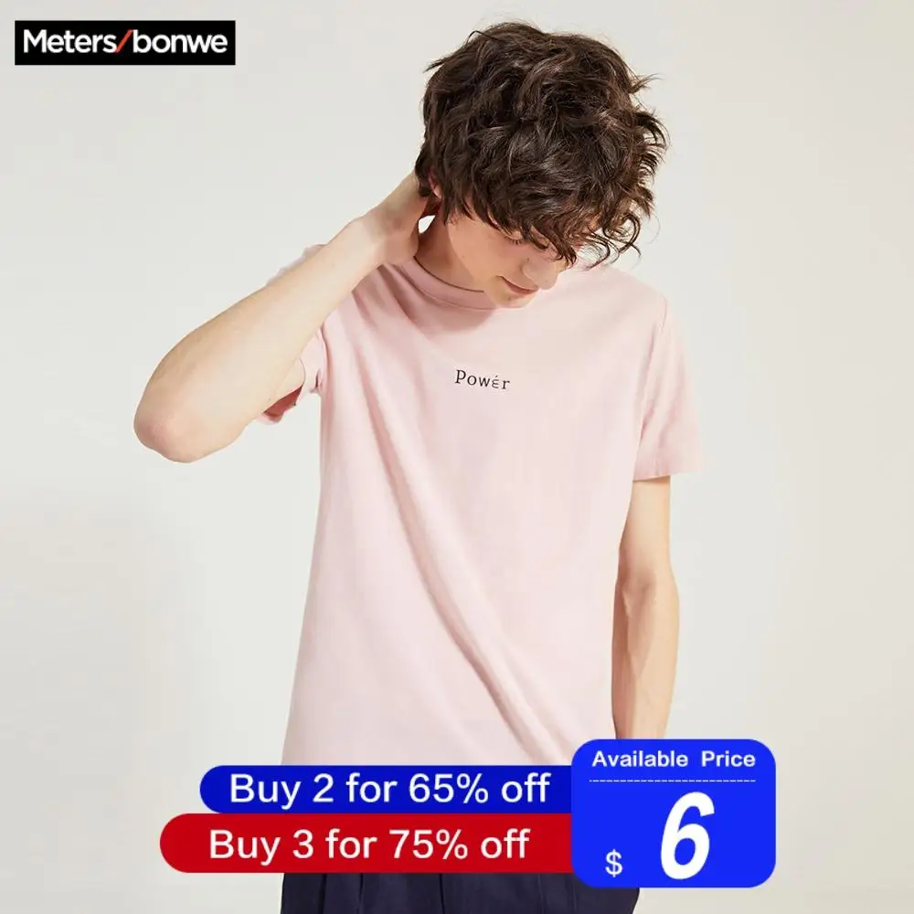 Metersbonwe, новинка, одноцветная футболка, мужская, хлопок, футболки, летняя, с принтом, Молодежная футболка, топы, футболка, мужская