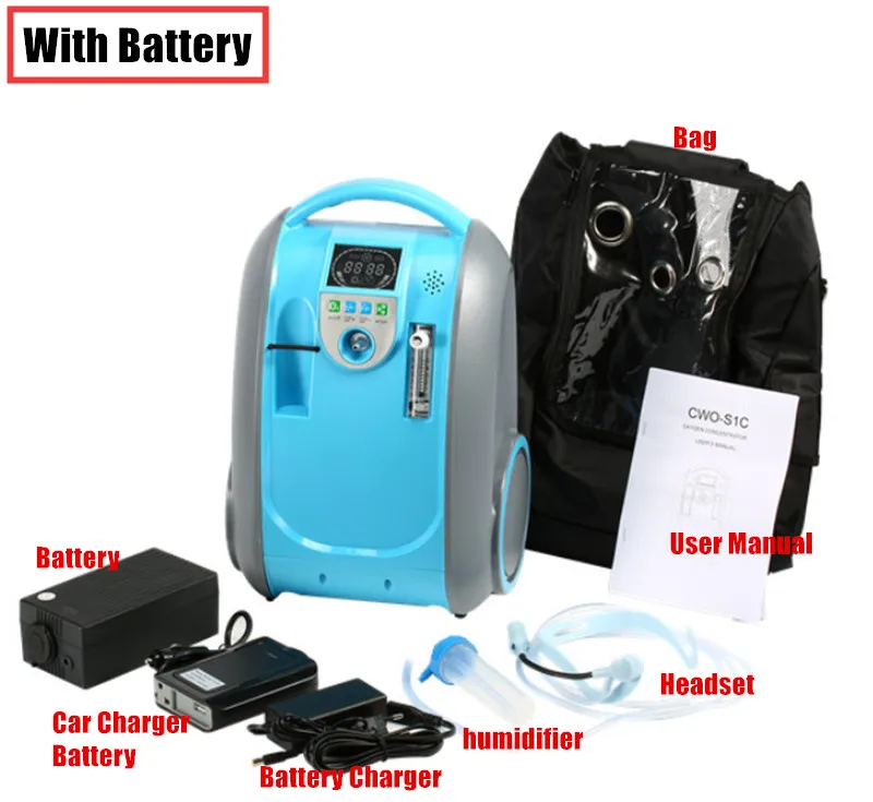 220V with battery Кислородный концентратор на батарейках, медицинский уход за здоровьем, оксигенация и Aion функции, кислородный генератор, открытый рекомендуемый генератор O2 - Цвет: 220V with battery