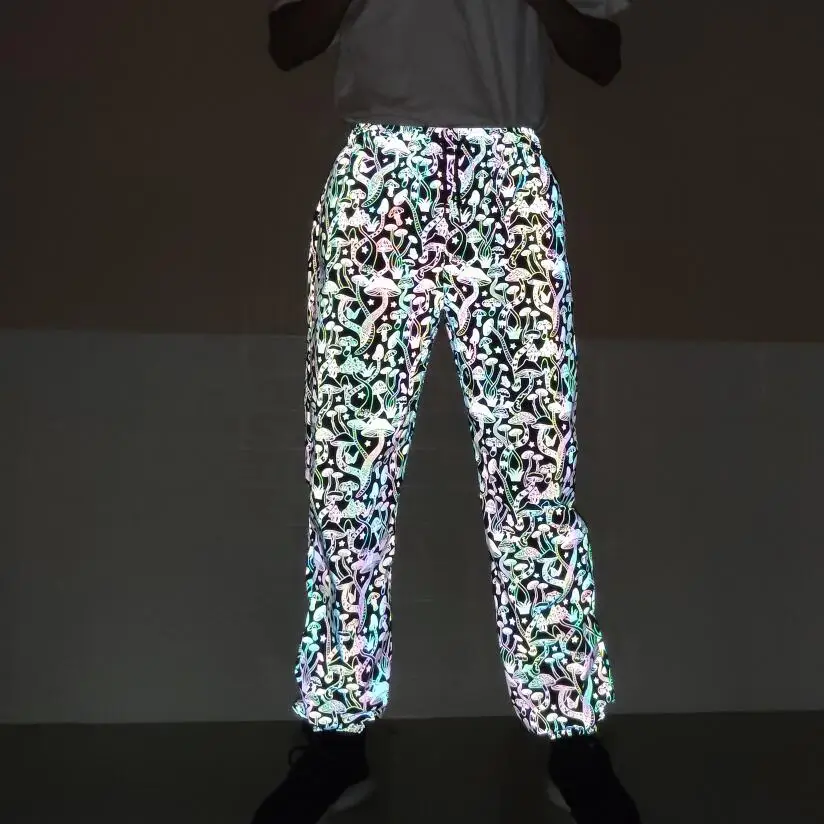 trousers Мужские wo мужские цветные светоотражающие штаны в стиле Харадзюку в стиле хип-хоп для ночного танца, уличные водонепроницаемые спортивные штаны для бега - Цвет: trousers