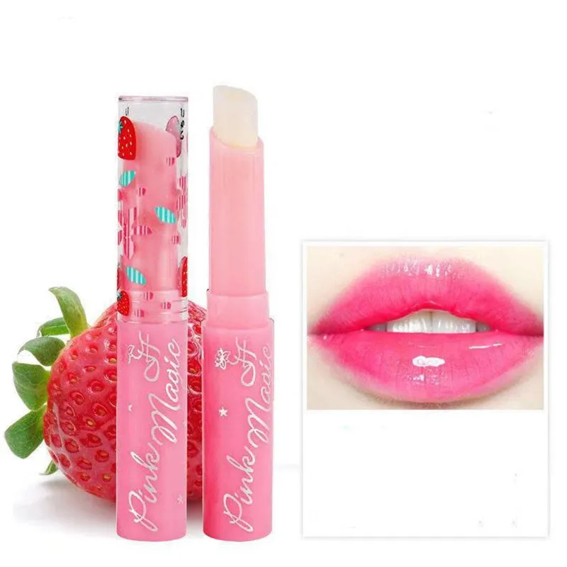 Зимний защитный бальзам для губ макияж меняющий цвет при температуре розовая