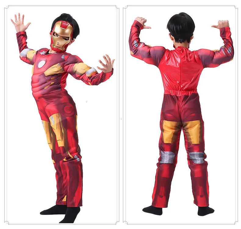 Маскарадный костюм на Хэллоуин для мальчиков; детская одежда; комбинезон с изображением Железного человека; Карнавальная маска; костюм супергероя для ролевых игр; костюм на выпускной