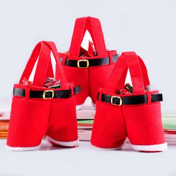 

Xmas Gift Treat Candy Bag Wine Bottle Gift Holders Santa Claus Pants Trousers Decor Christmas Stockings Gift Bags