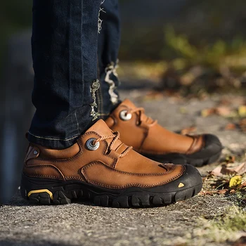 

Fashion Men Boots Handmade Genuine Leather Ankle Boots Two Style Autumn Working Shoes Men Dropshipping