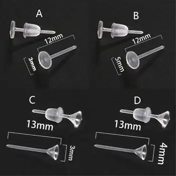 

100Pcs Invisible Plastic Earrings Blank Pin Earring Post and Back Jewelry Making