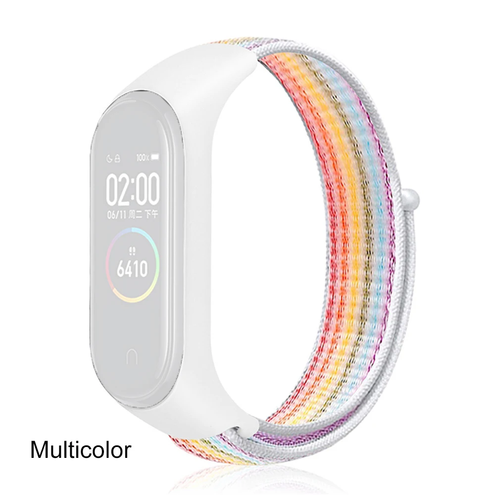 multicolor Цветной сменный Браслет с нейлоновой петлей для Xiaomi Mi band 3 4, спортивный браслет, дышащий ремешок, аксессуары для умных часов - Цвет: multicolor