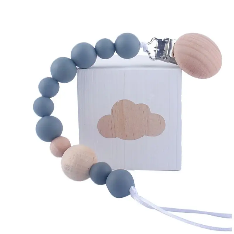 Chupete de alimentación para bebé recién nacido, chupete con cuentas de madera, Clip, cadena de silicona, soporte para pezones, chupete de bebé para niños, gran oferta 2021
