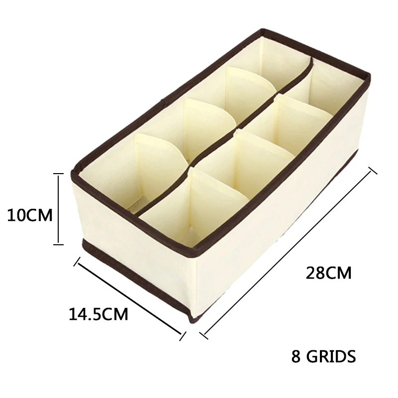 Многоразмерный органайзер для нижнего белья, бюстгальтера, Коробка Для Хранения нижнего белья, шарфы, носки, домашний ящик для хранения, органайзер для шкафа, коробки - Цвет: Beige 8 Grids