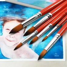 6 шт нейлоновые круглые кисти для акварельных красок, гуашь, акриловая кисть для рисования, ручка, длинная ручка, пинцет, товары для рукоделия