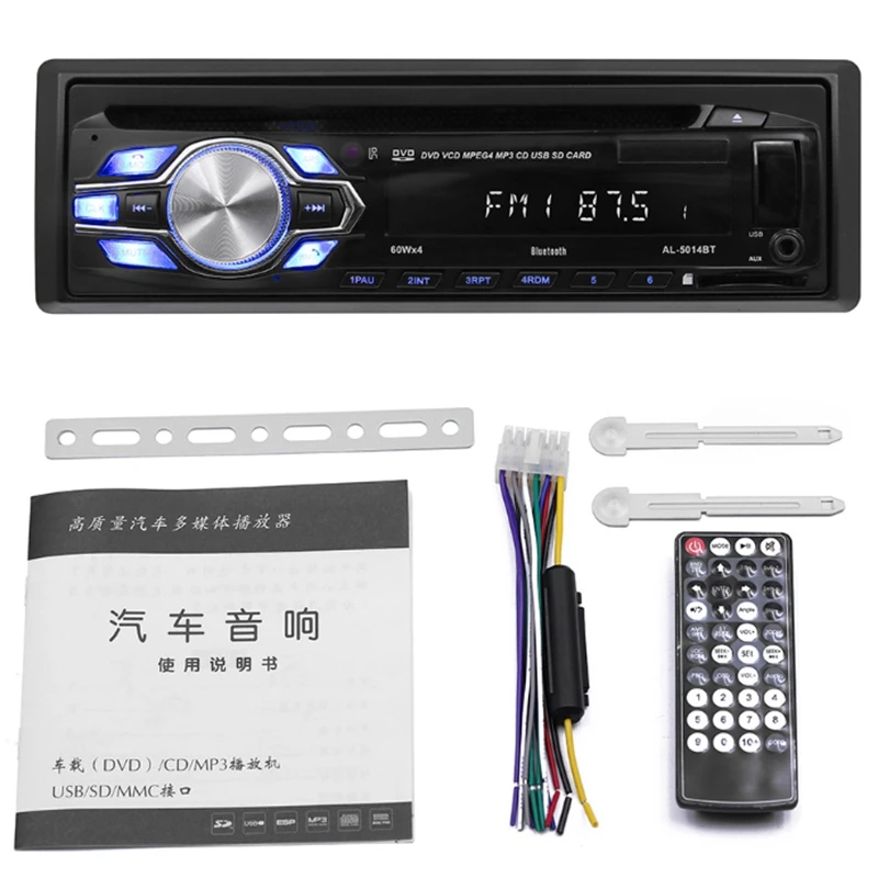 

ABKT-1 Din 12V Car DVD CD Player Vehicle MP3 Stereo Car Handsfree Autoradio BT Audio Radio 5014 Car-Styling Wireless Remote Cont