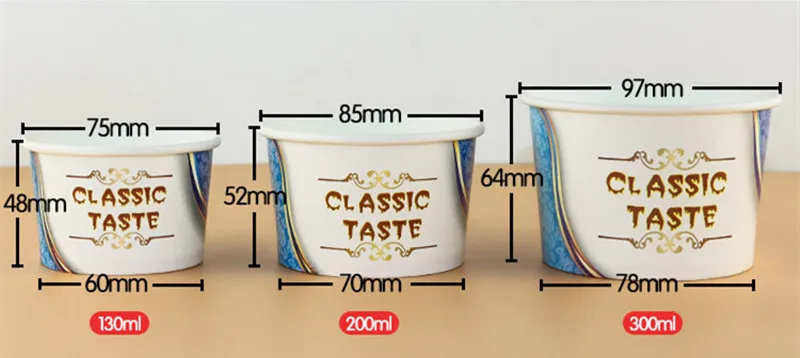 50 шт одноразовые Мороженое бумажный стаканчик утолщенной 130/200/300 мл с мультипликационным рисунком десерт день рождения чашка Малый жареные йогурт стакан с крышкой