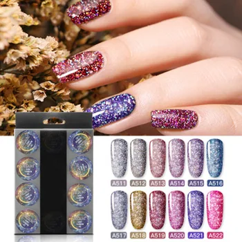 

12pcs Sparkling Rainbow Gel Nail Polish Set Soak off UV LED Glitter Manicure Nail Art Gel WH998