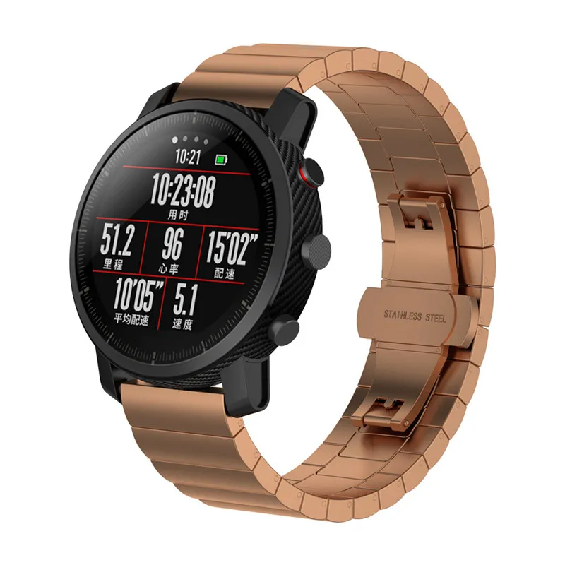 Металлический ремешок из нержавеющей стали для Xiaomi Huami Amazfit GTR 47 мм Смарт-часы браслет для Amazfit Bip/Stratos 3/2 2 S/Pace/GTS