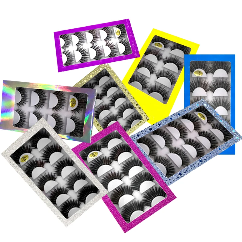 New 5 Pairs 3D Mink Hair False Eyelashes Wispy Fluffy Long Lashes Natural Eye Makeup Tools Faux Eye Lashes Maquiagem Wholesale