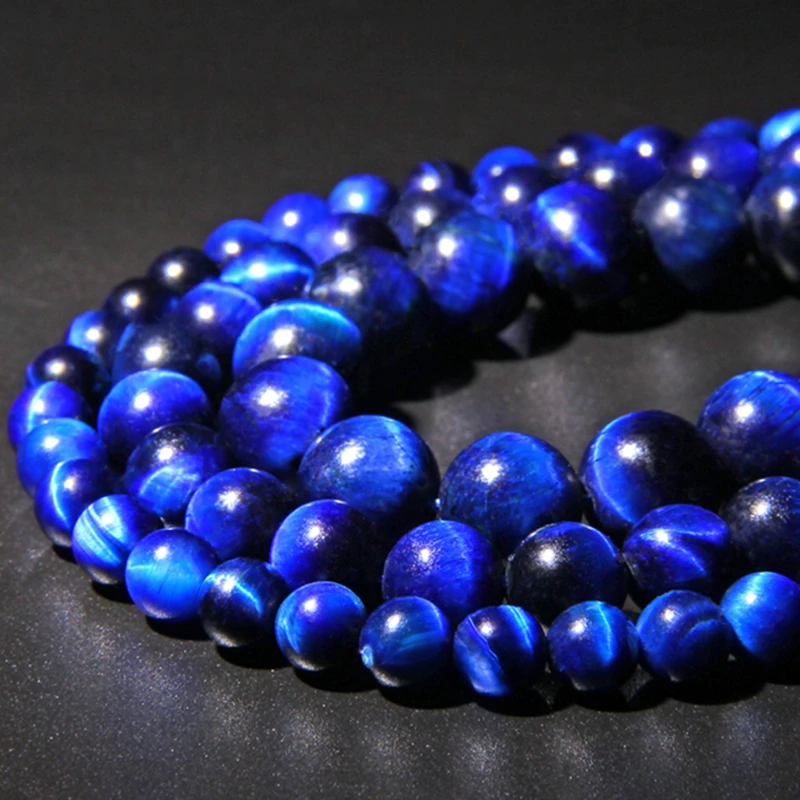 

Natural Stone Blue Lapis Lazuli Tiger Eye beads Agates smooth Round spacer Loose Beads 15" Strand 6 8 10 12 MM Pick Size DIY