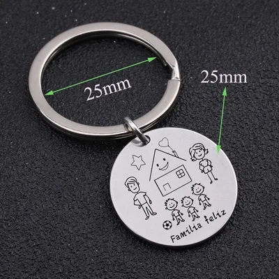 3 boys Stick Family Spanish Familia Feliz Keychain Custom Parents and Children Figure Gift for Family House Fashion Simple Bag Charm - Цвет: 3 boys