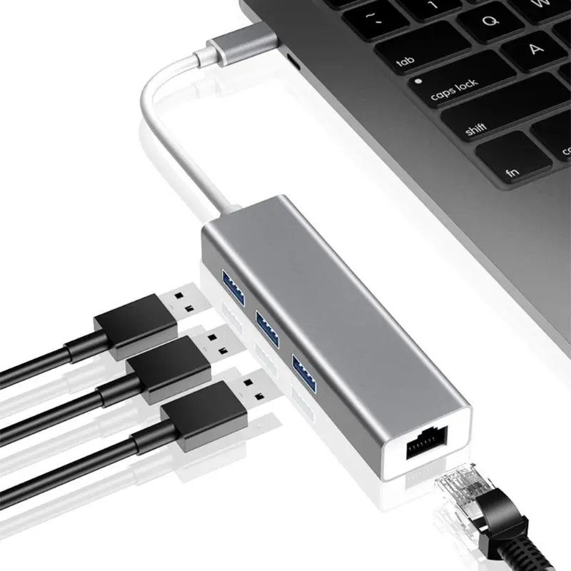 Тип C к USB 3,0 концентратор RJ45 Ethernet Lan Сетевой адаптер для MacBook Pro ноутбуки A5YA