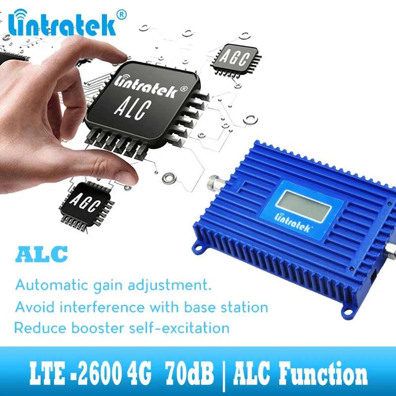 Lintratek 4G LTE 2600mhz ALC усилитель сигнала мобильного телефона 70dB 4G интернет сотовый телефон усилитель повторитель+ антенный кабель