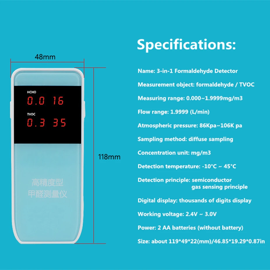 High Precision Formaldehyde Detector Home Air Quality Tester HCHO TVOC Portable Indoor Meter Monitor Professional Multifunction