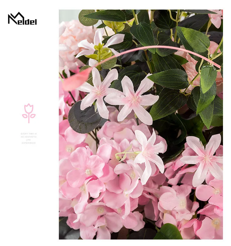 Meldel 50 см DIY свадебный цветок стены композиция поставки Шелковый Maidenhair искусственный ряд цветов Декор Свадебный фон Декор