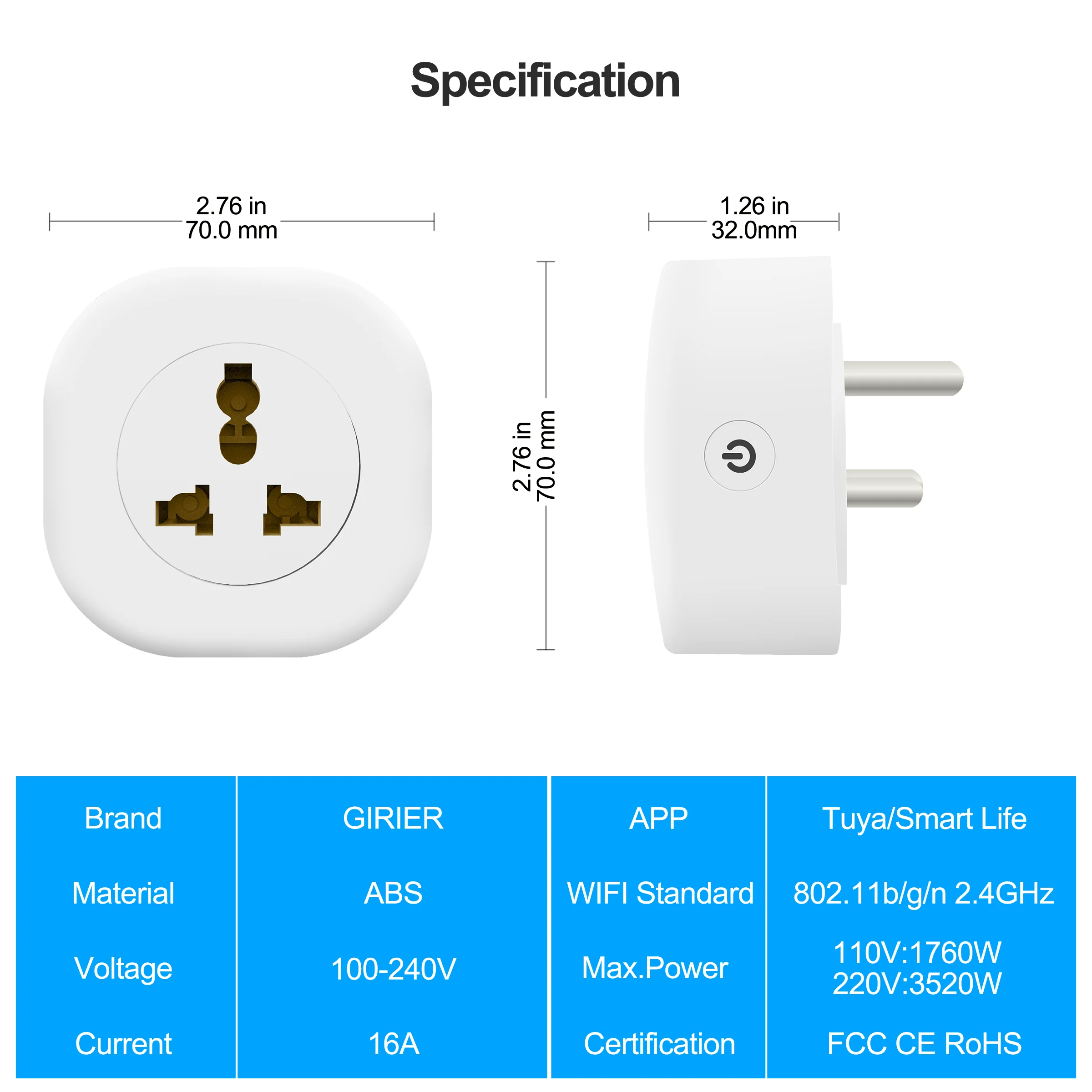 Smart Plug 16A IN/ZA с монитором питания беспроводной Wi-Fi разъем приложение Tuya/голосовой пульт дистанционного управления розетка поддержка Alexa Google Home