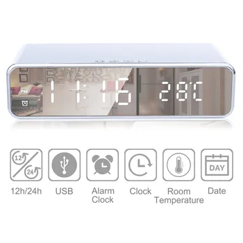 

5W Phone Wireless Charger with Electric LED Table Clock+ 3 Alarm Clocks+ Thermometer+ Date