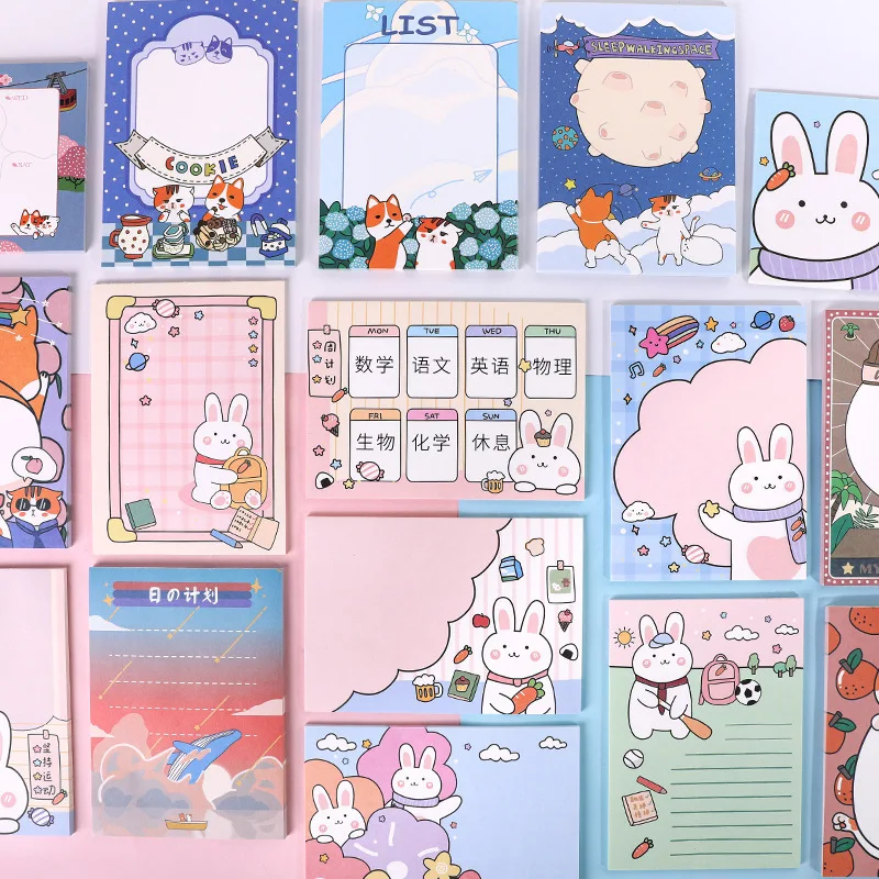 Cartoon Cute Rabbit Memo Pad Girl Creative Message Paper Notepad Planner To Do List Student Diy Learning Notes Kawaii Stationery