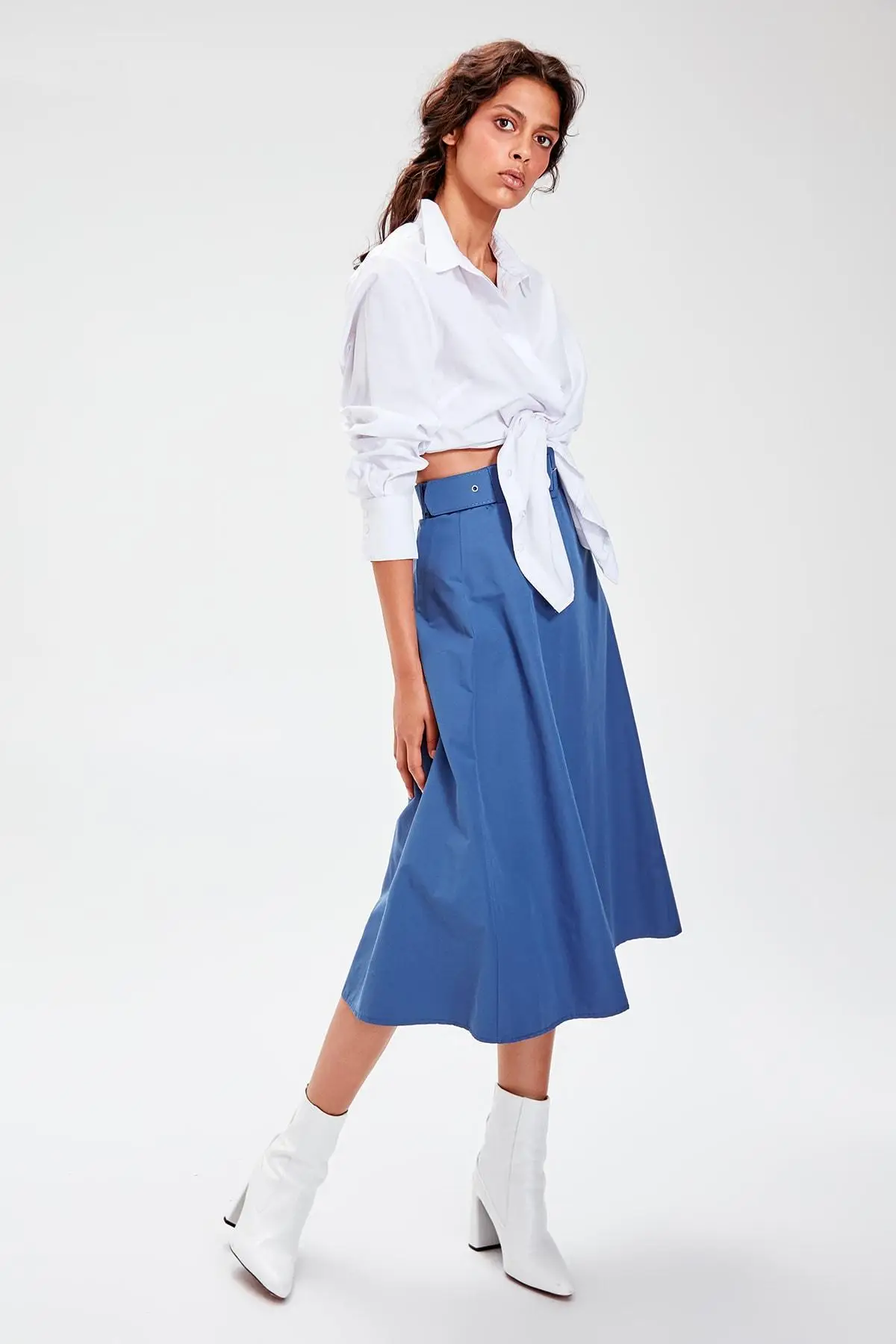 Trendyol Индиго юбка с деталями TWOAW20ET0098
