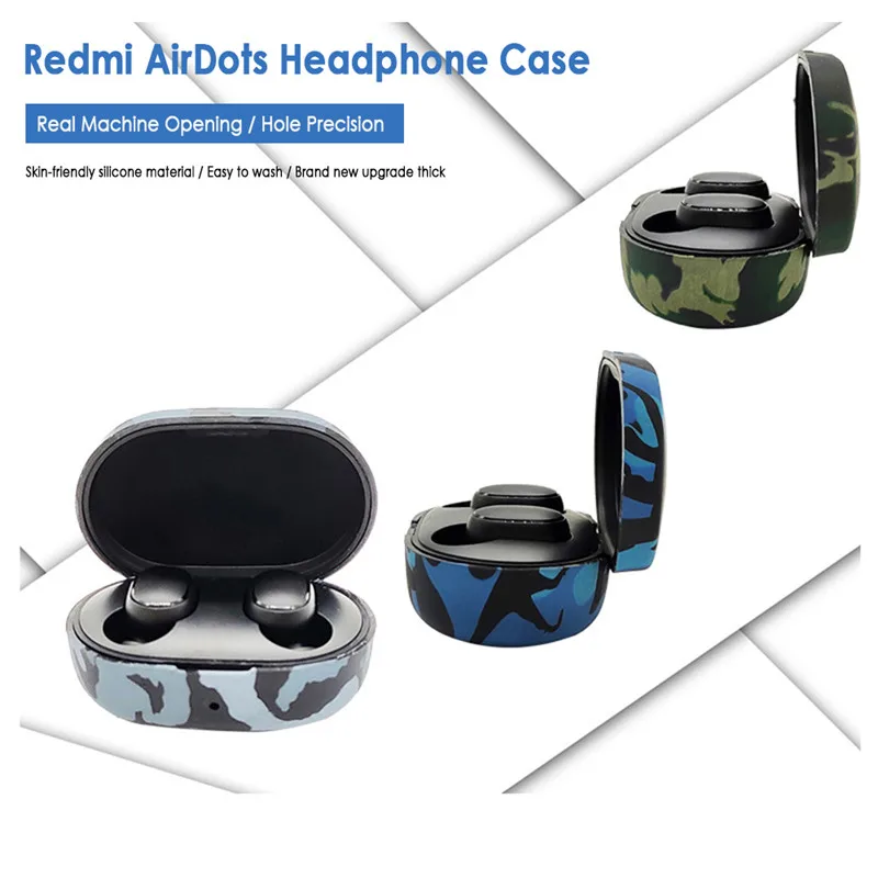 Силиконовый защитный чехол для наушников Redmi Airdots TWS Bluetooth наушники противоударные наушники с камуфляжным рисунком Чехол Коробка Прямая поставка