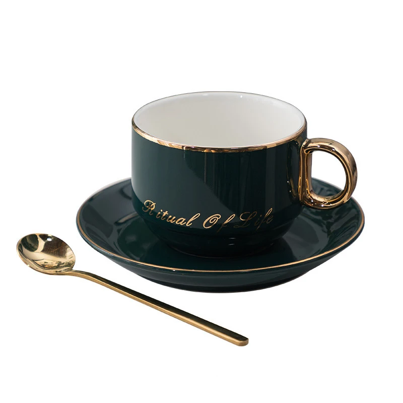 Luxury Coffee Cup and Saucer with Glod Handle and Coffee Spooon Set Ce –  TheWokeNest