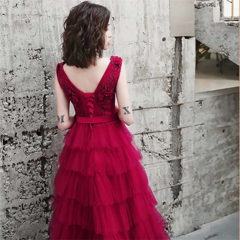 It's YiiYa Cocktail Dress Sexy V-Neck Backless Plus Size Woman Party Dresses Sleeveless Tea-Length Robe Cocktail Gowns E832