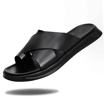 

summer sandals Sneakers Men Slippers Flip Flops casual Shoes beach outdoor anti-skid fender summer men genuine leather slippers