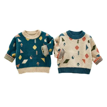 

2020 Geometric Pattern Boys and Girls Sweater Autumn and Winter Pullover Western Style Sweater Baby Wear sweater