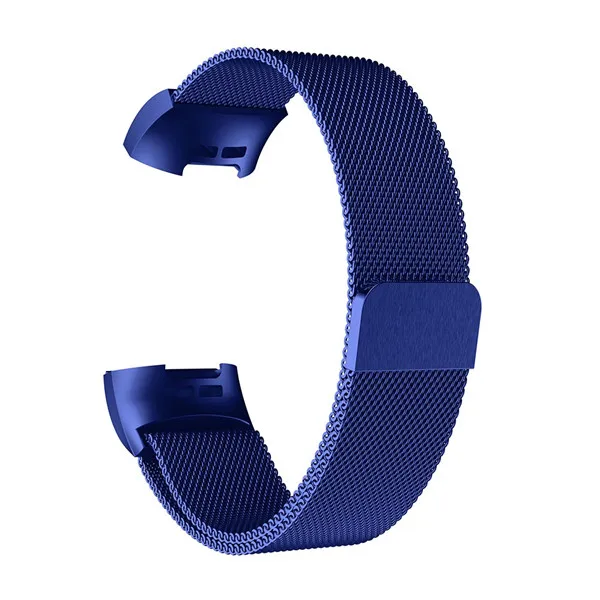 Миланская петля, цветной ремешок для часов для Fitbit Charge 3, ремешок с разъемом, браслет из нержавеющей стали, металлический ремешок - Цвет: Blue