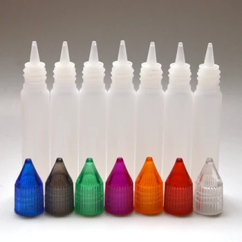

5pcs Empty 10ml Bottle Plastic Dropper Bottle with Colorful Caps and Long tip E-cig Pen Style E Liquid Bottle
